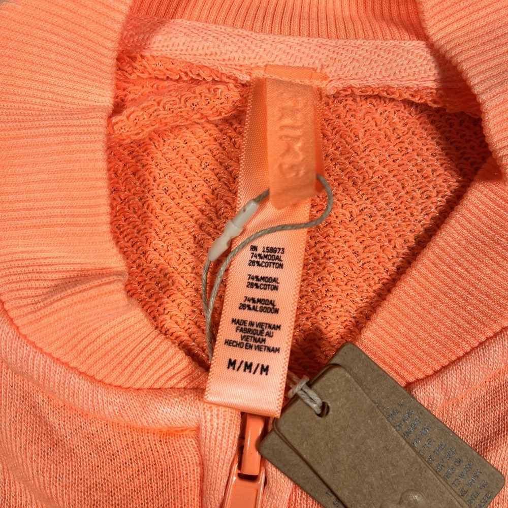 NWT SKIMS Light French Terry Shrunken Zip Up Jacket Women M Neon Orange Crop - Picture 3 of 8